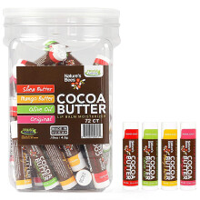 Nature's Bees - Cocoa Butter Lip Balm Moisturizer - Original 72 Pack 4 Flavors - Original Shea Butter Mango Butter Olive Oil - Made w/Coconut Oil