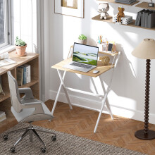 (Yellow) HOMCOM 70 cm Folding Computer Desk for Small Spaces Bedroom