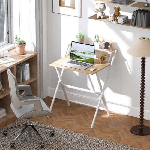 Homcom (Yellow) HOMCOM 70 cm Folding Computer Desk for Small Spaces Bedroom