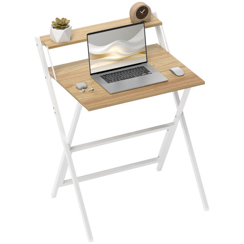 Homcom (Yellow) HOMCOM 70 cm Folding Computer Desk for Small Spaces Bedroom 1