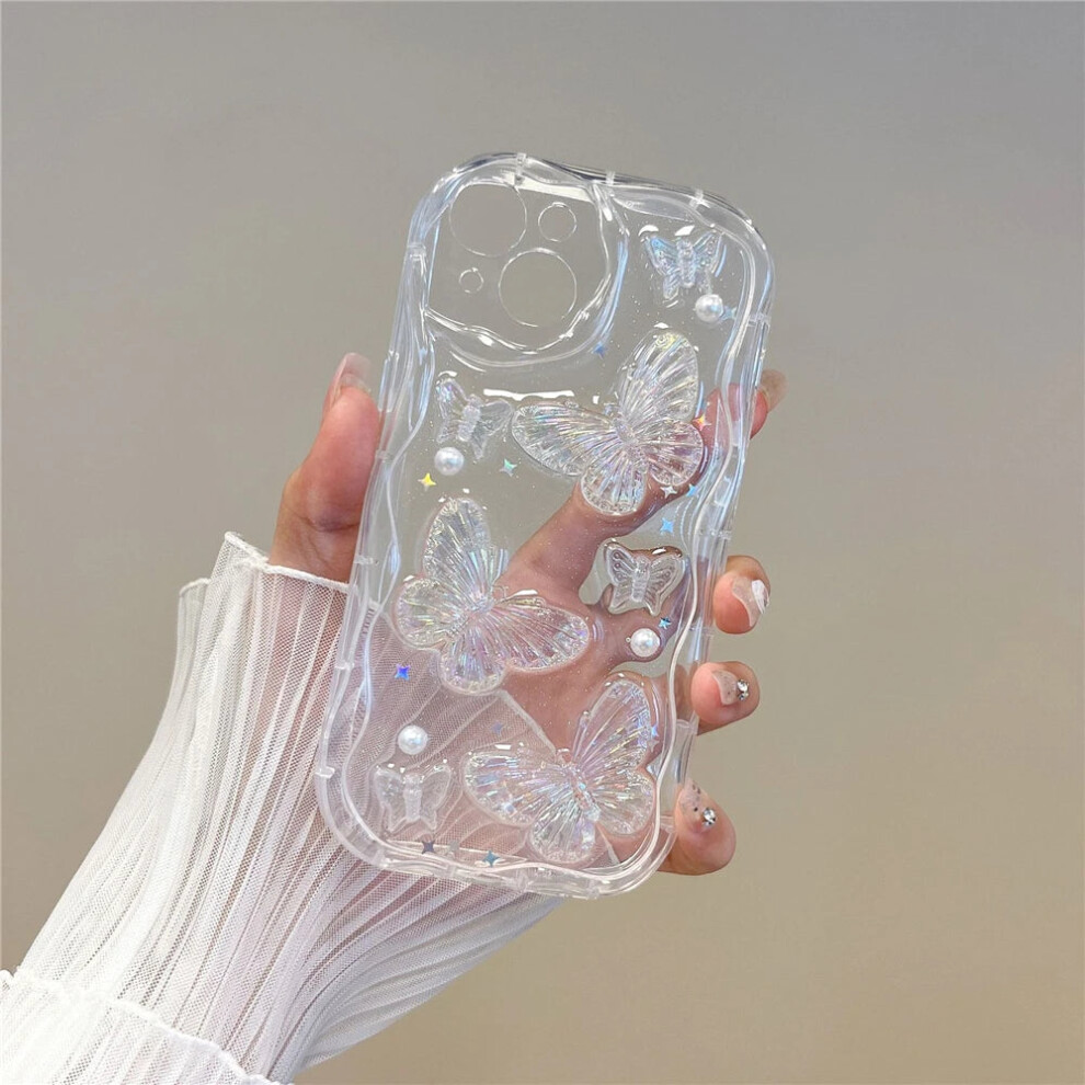 (Butterfly, For Iphone 13 Pro) 3D Butterfly Crystal Bling Glitter Clear Case For Iphone 15 14 13 12 11 9148067730841