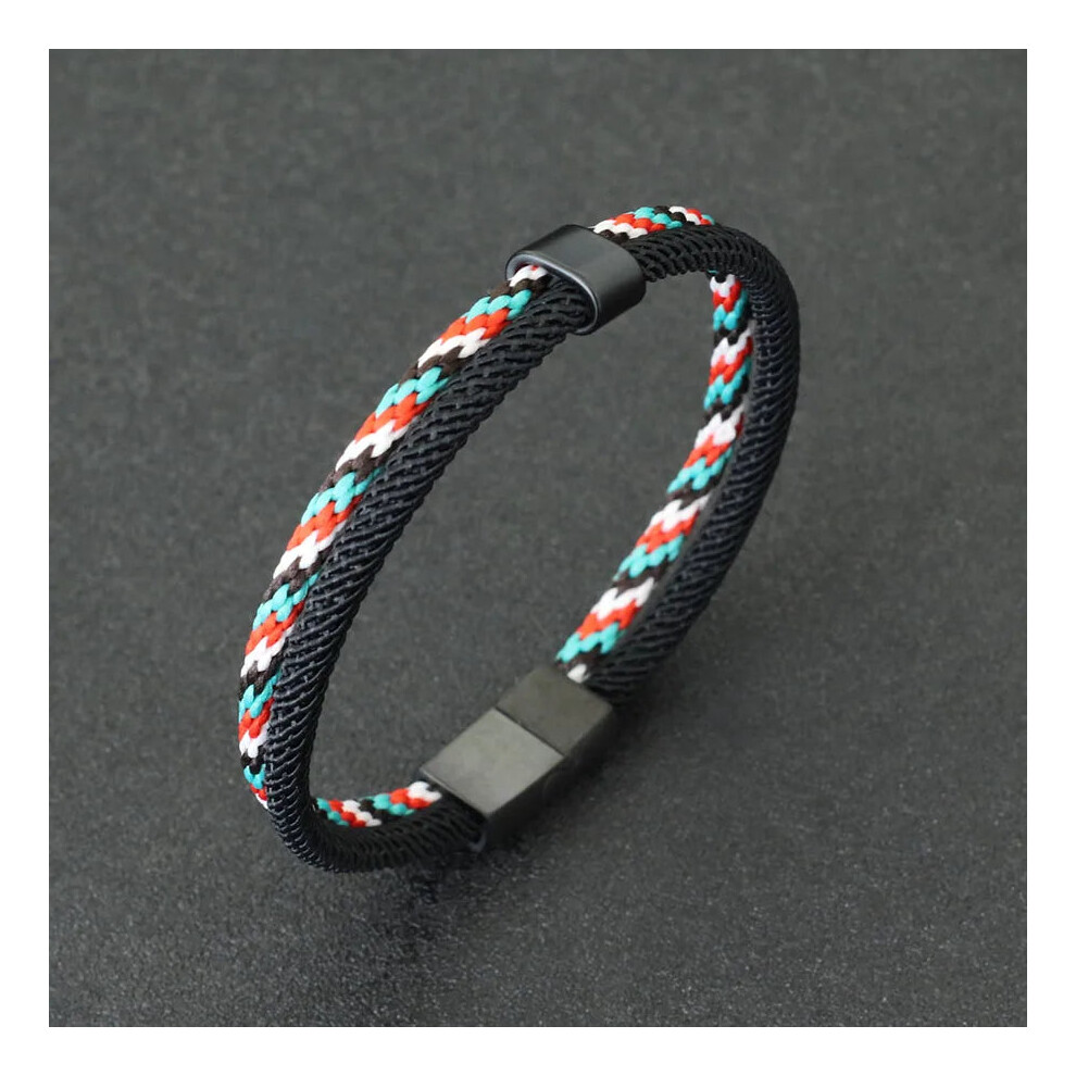 (M 19.5cm 7.7Inch, red light blue) Fashion Mens Bracelet Stainless Steel Detachable Magnet Buckle-image-OPC-PGMF7NT-NEW
