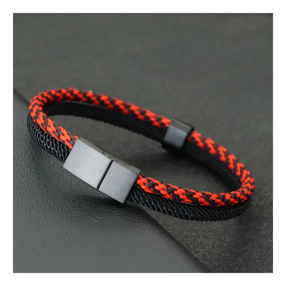 (S 17.5cm 6.9Inch, wine) Fashion Mens Bracelet Stainless Steel Detachable Magnet Buckle-image-OPC-PGMF7NW-NEW