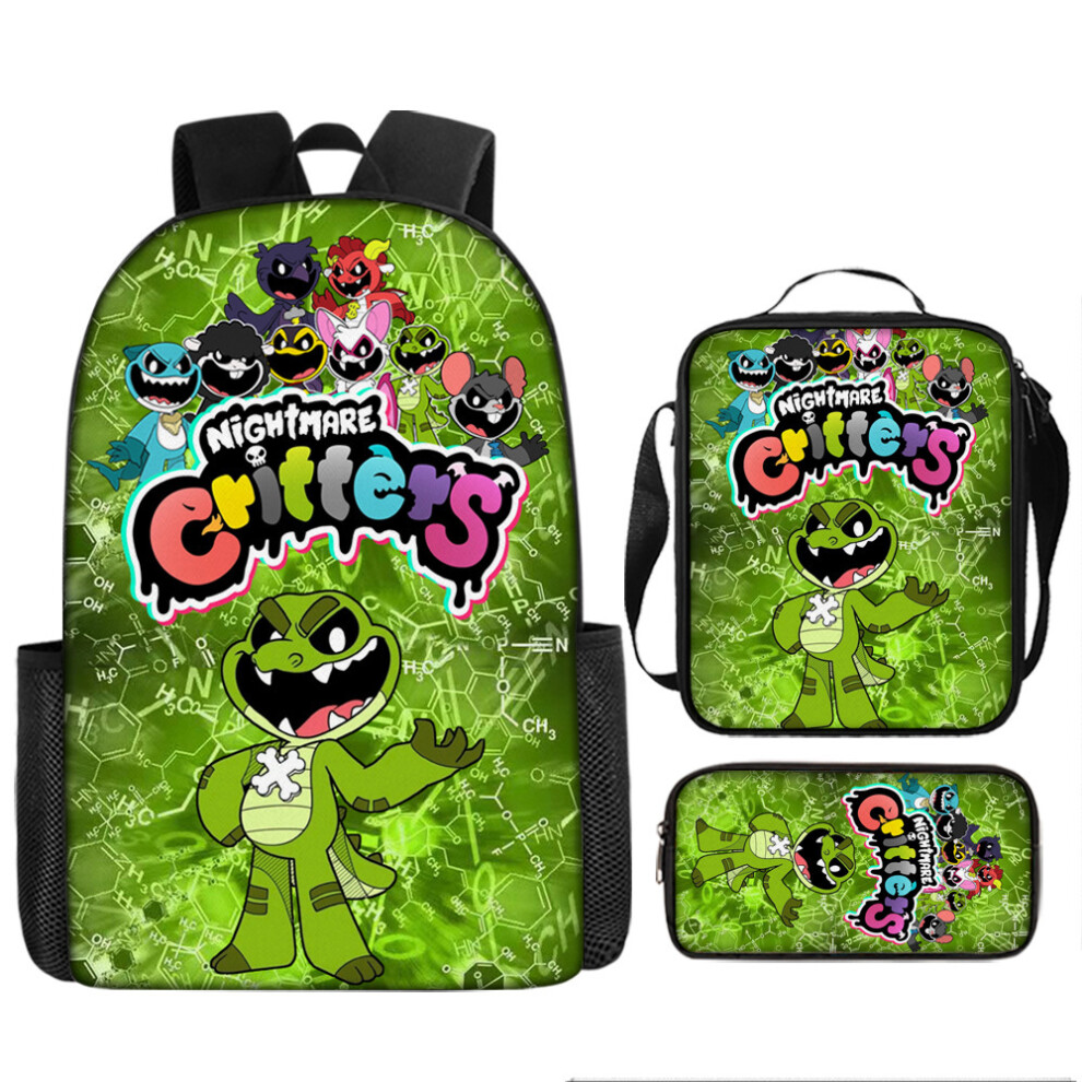 (Style-21, Three-piece set) New Bobby's Game Time 4 Primary School Students' School Bag Nightmare Critters Large Capacity Backpack-image-OPC-PGMF8J5-NEW