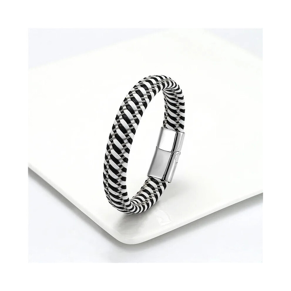 (22cm | Black, B1052016) Leather Braided Rope Bracelet Mens Leather Bracelets-image-OPC-PGMF8TN-NEW