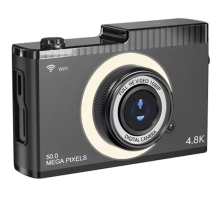 4K FHD 50MP Digital Camera Auto Focus 2.4inch IPS Screen WIFI Compact with Fill Light for Students Black