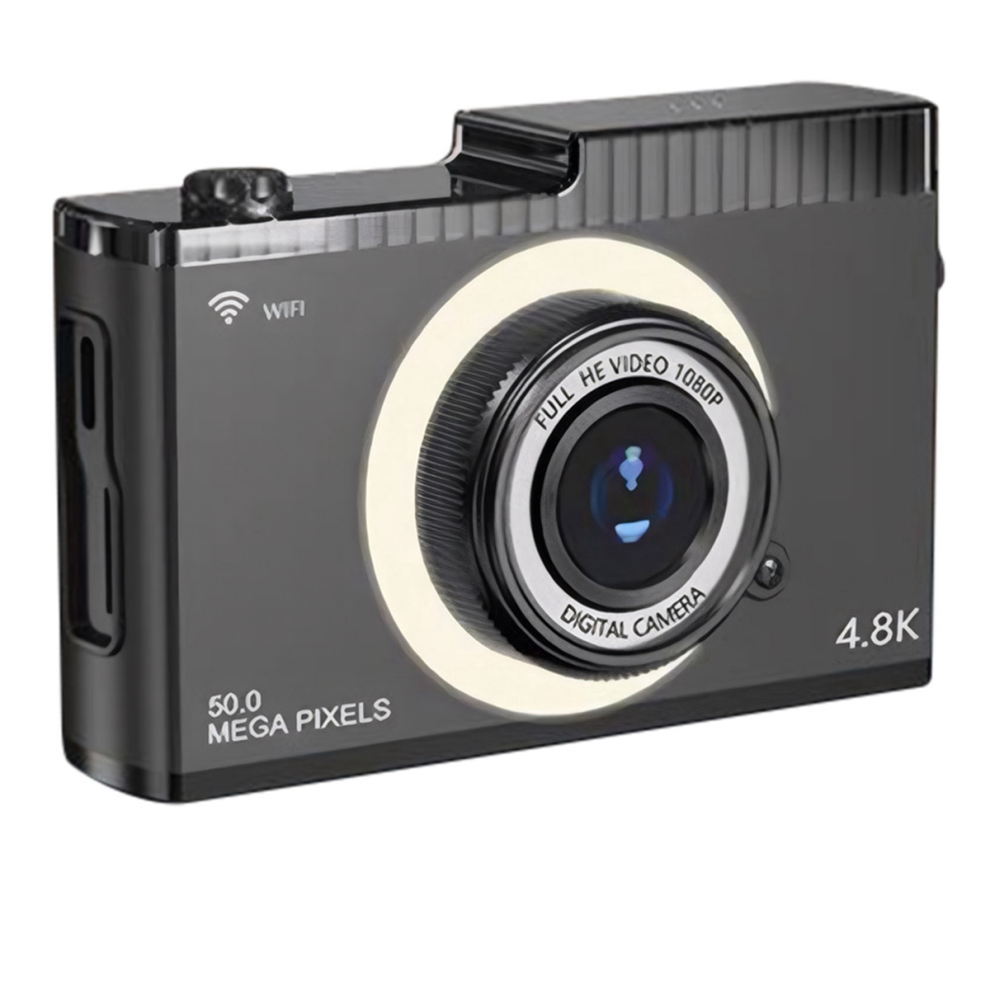 4K FHD 50MP Digital Camera Auto Focus 2.4inch IPS Screen WIFI Compact with Fill Light for Students Black