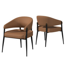 Set of 2 Luxury Upholstered Dining Chairs Leisure Side Chair Brown