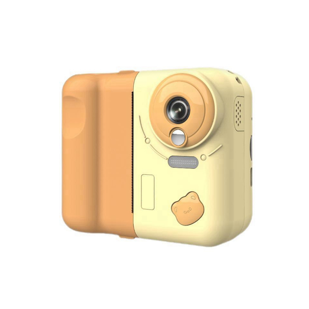 Appareil photo numérique à impression instantanée pour enfants, HD 1080p, écran IPS 2,4 pouces, zoom optique 10x, carte TF 32 Go incluse, jaune
