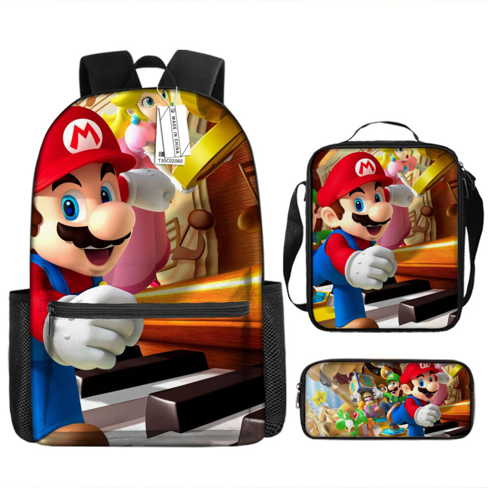 (C05, Three-piece backpack) New hot-selling super Mario children's schoolbag primary and secondary school schoolbag children's backpack cartoon should-image-OPC-PGMFDXC-NEW