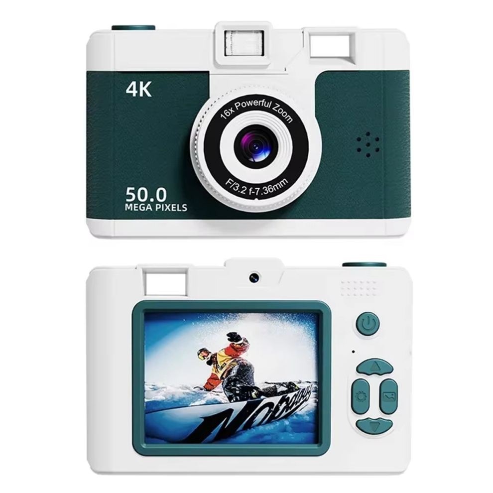 4K Digital Camera Retro Dual Lens Multifunction Ccd Instant Thermal Camer For Travel Students Compact Photography Green 4852394626542