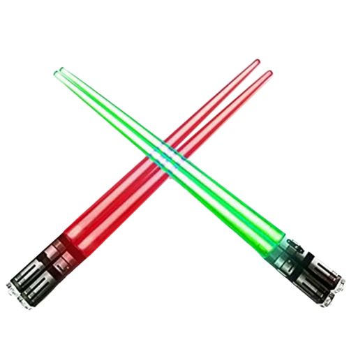 Leuchtendes Lichtschwert-Essstäbchen-Set, 2 Paar, Rot Grün 1