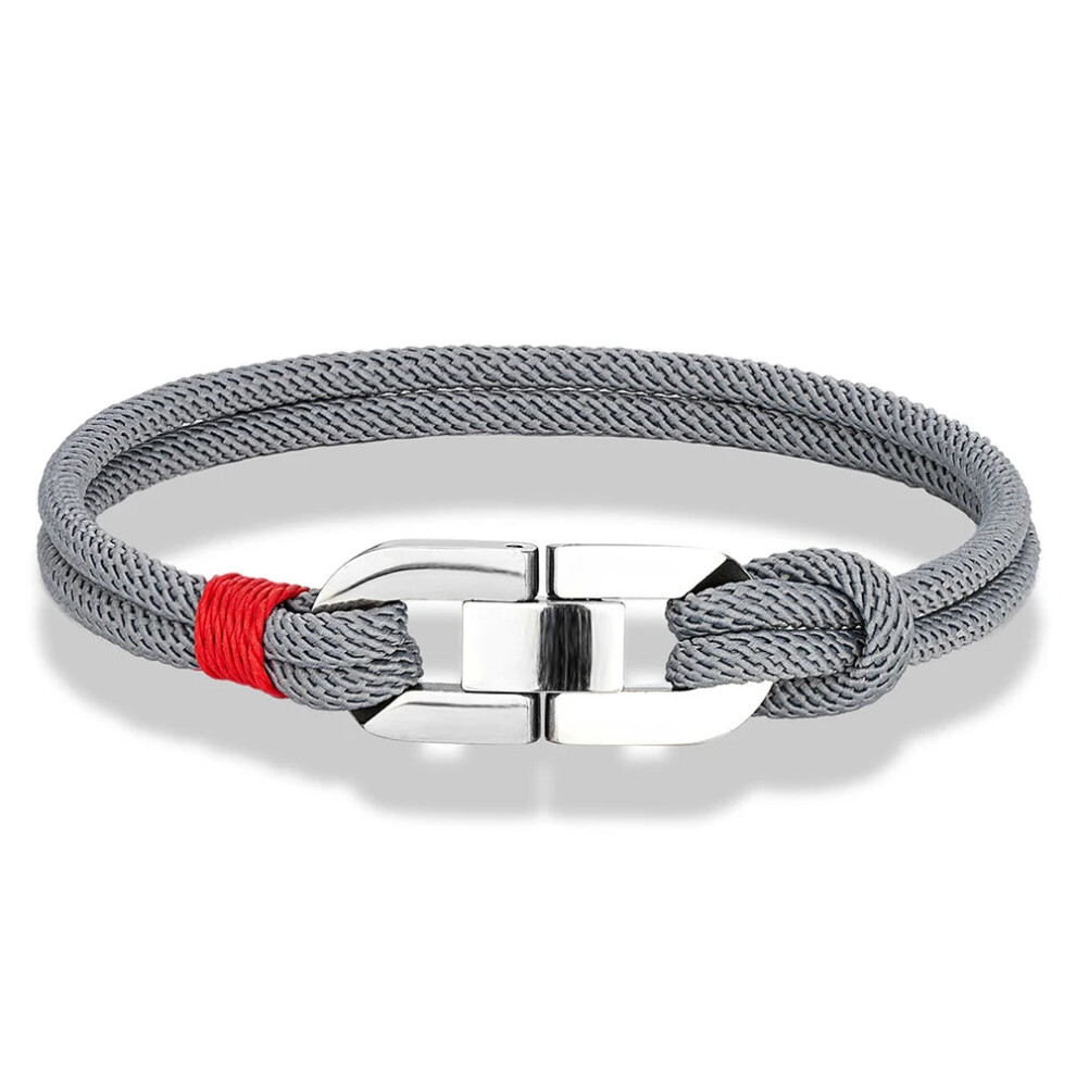 (21cm, Grey) Double Strand Braided Rope Bracelet for Men Women Couple-image-OPC-PGMFFVS-NEW