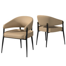 Set of 2 Luxury Upholstered Dining Chairs Leisure Side Chair Beige