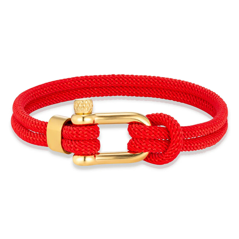 (19cm, Red) Double Strand Nautical Rope Bracelets for Men Women Handmade-image-OPC-PGMFFY8-NEW