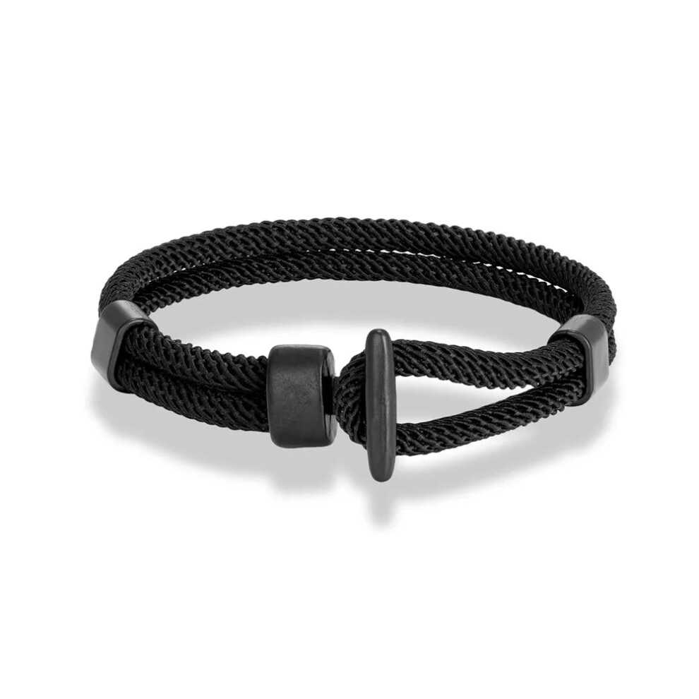 (23cm, Black) Men Women Double Strand Nautical Survival Rope Bracelet-image-OPC-PGMFGVF-NEW