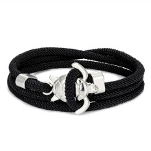 (Silver Black) Hand Braided Sea Turtle Viking Bracelet Charms Rope For Men Women