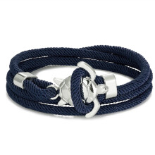 (Silver Dark blue) Hand Braided Sea Turtle Viking Bracelet Charms Rope For Men Women