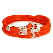 (Silver Orange) Hand Braided Sea Turtle Viking Bracelet Charms Rope For Men Women