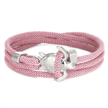 (Silver Pink) Hand Braided Sea Turtle Viking Bracelet Charms Rope For Men Women