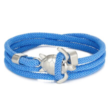 (Silver Blue) Hand Braided Sea Turtle Viking Bracelet Charms Rope For Men Women