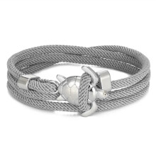 (Silver Gray) Hand Braided Sea Turtle Viking Bracelet Charms Rope For Men Women