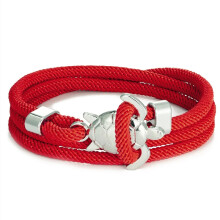 (Silver Red) Hand Braided Sea Turtle Viking Bracelet Charms Rope For Men Women