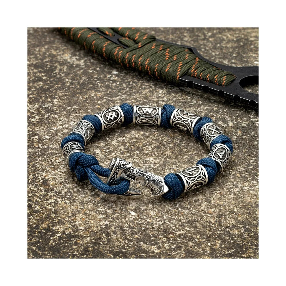 (23cm, V530) Men Viking Celtic Rune Beads Axe Bracelet Handmade Woven Norse Amulet-image-OPC-PGMFHFT-NEW