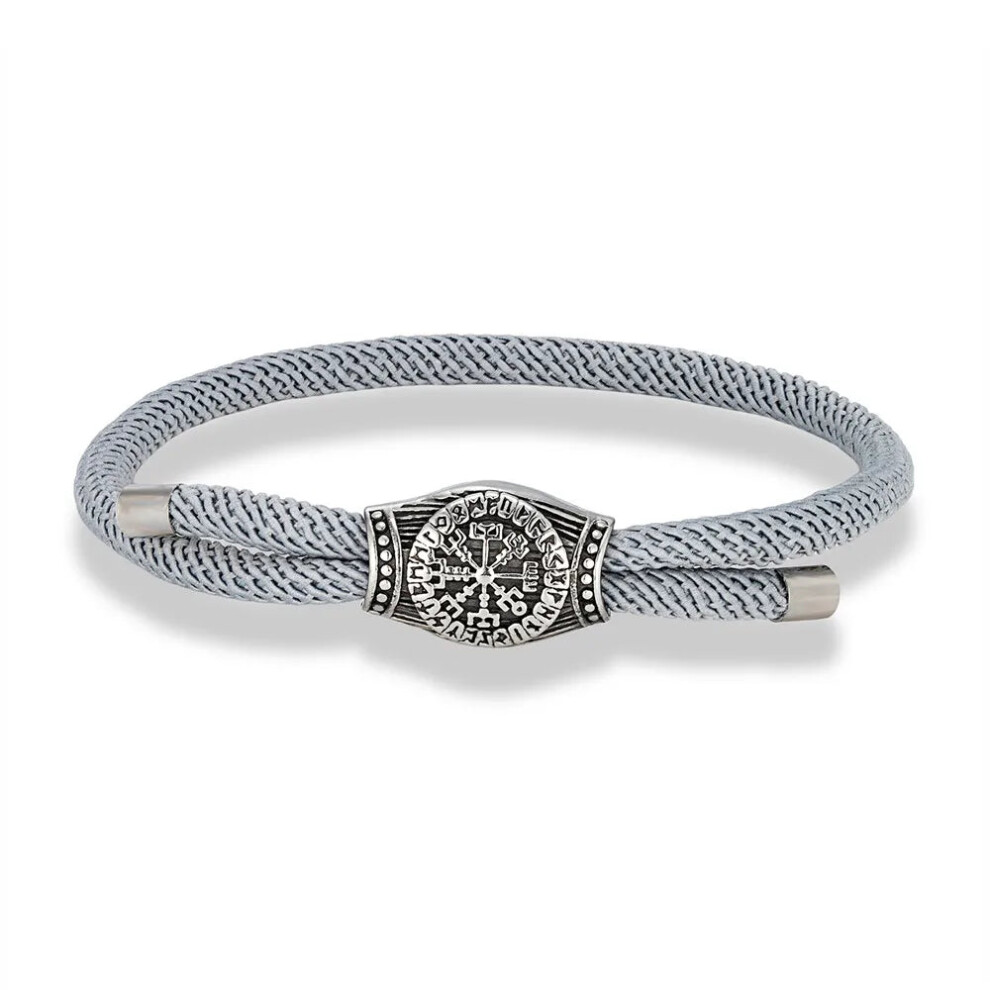 (Gray) Punk Men Viking Compass Bracelet Handmade Rope Norse Runes Vegvisir-image-OPC-PGMFHJG-NEW