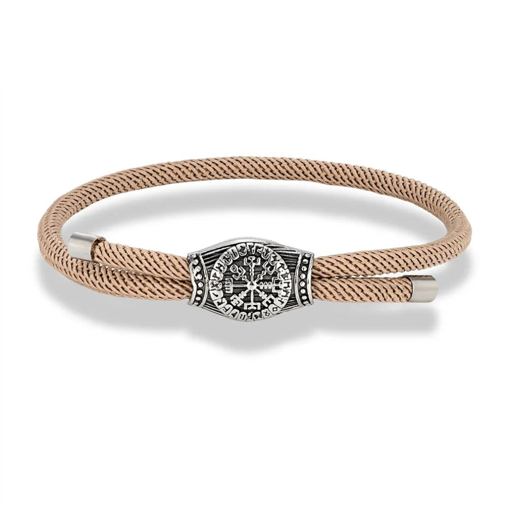 (Champagne) Punk Men Viking Compass Bracelet Handmade Rope Norse Runes Vegvisir-image-OPC-PGMFHJF-NEW