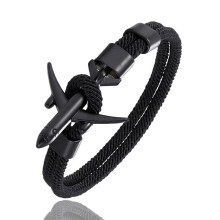 (23cm, Black) Airplane London Skyline Bracelet For Men Pilot Boyfriend Aviation