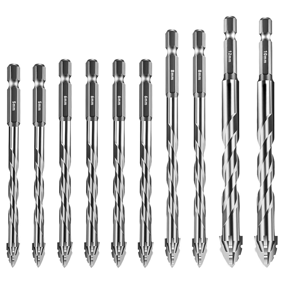 Photos - Bits / Sockets Jojomino 10Pcs New Four-Flute Sawtooth Eccentric Drill Bit Size 5/6/8/10/12mm,for Wood Marble Metal Glass Ceramic Wall Tiles A 