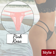 (Lace Pink, 1pc) Sexy Lace Thin Waist Panties Hollow Out Thongs G-String Underwear