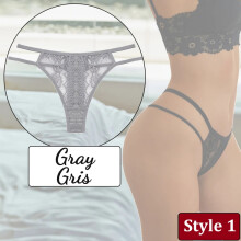 (Lace gray, 1pc) Sexy Lace Thin Waist Panties Hollow Out Thongs G-String Underwear