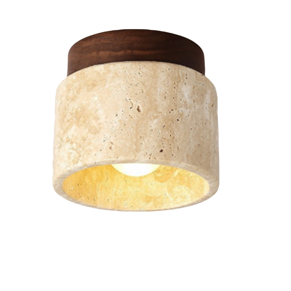 Japanese Style Wabi-Sabi Wooden Ceiling Lamp E27 Three Color Dimming for Kitchen Hallway Living Room B