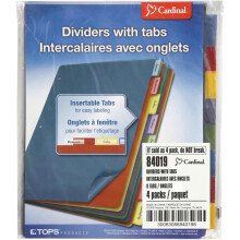 Cardinal 84019 Poly Index Delare, A4, Flera färger, 8-flikar/Set, 4 Set/Pack