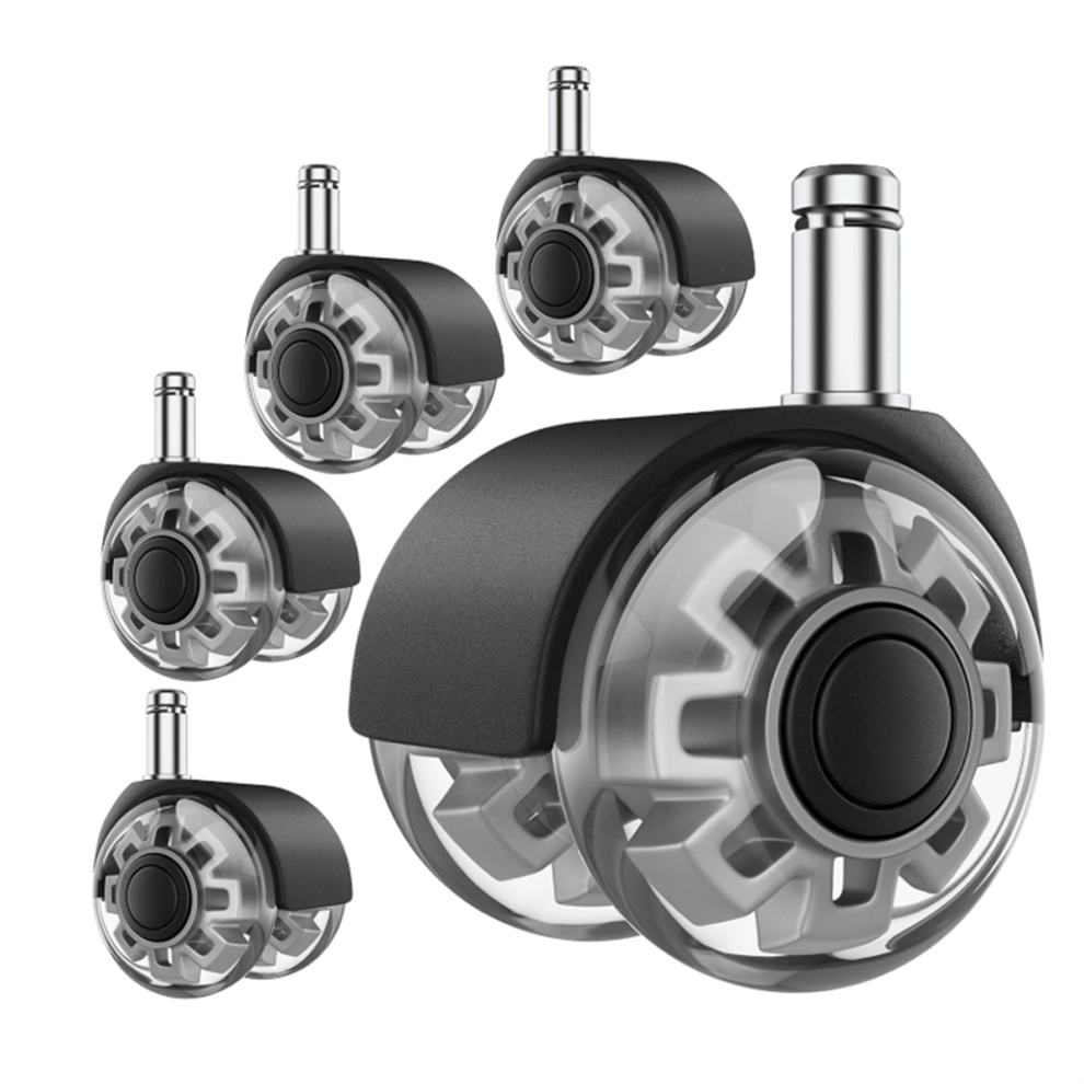 Lenkrollen FüR BüRostüHle, 2 Zoll, StrapazierfäHig, Ersatz, Weicher Und Leiser Gummi, FüR HartholzböDen Und Teppiche-image