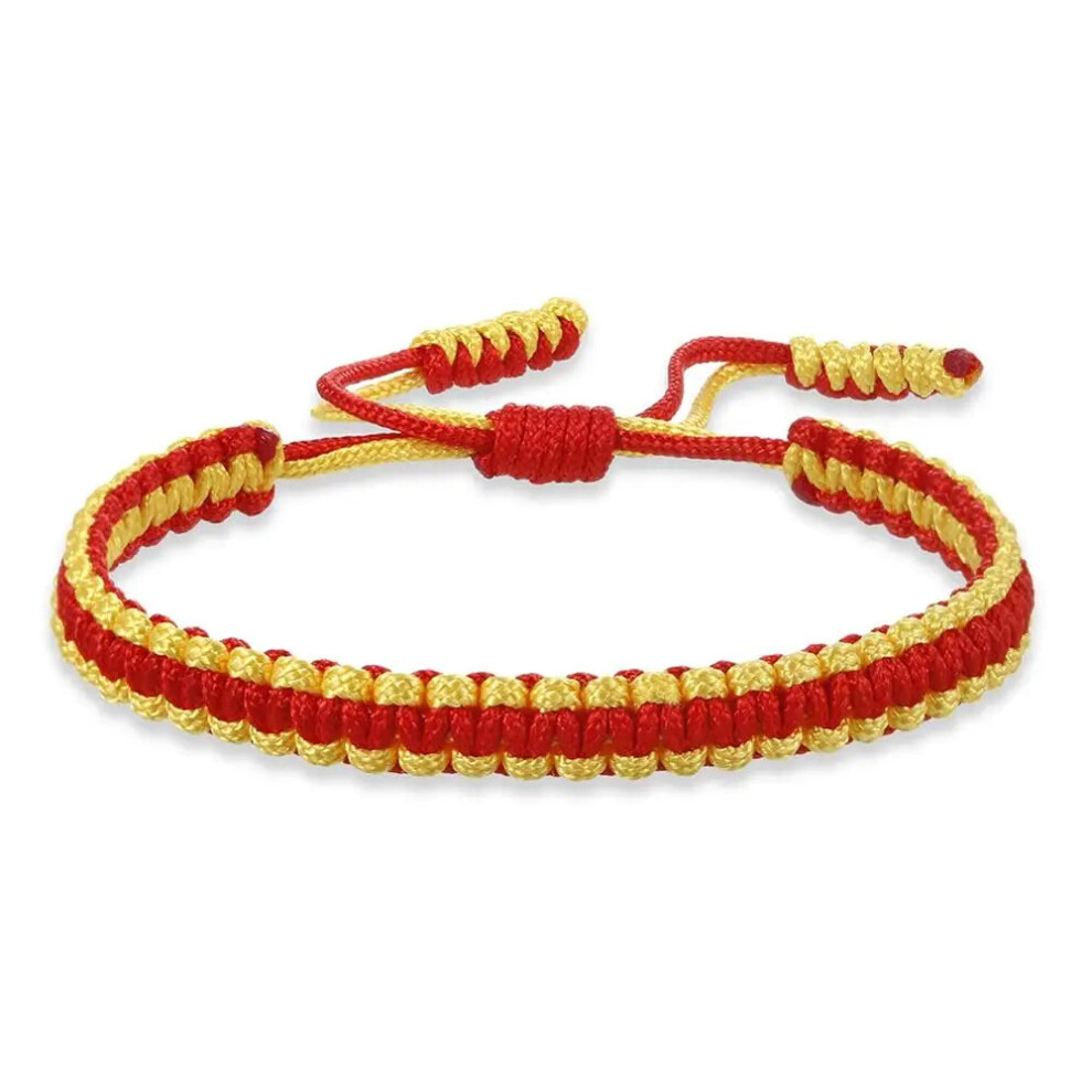 Photos - Bracelet  Ethnic Tibetan Buddha Woven Amulet Multicolor Unisex (yellow red)