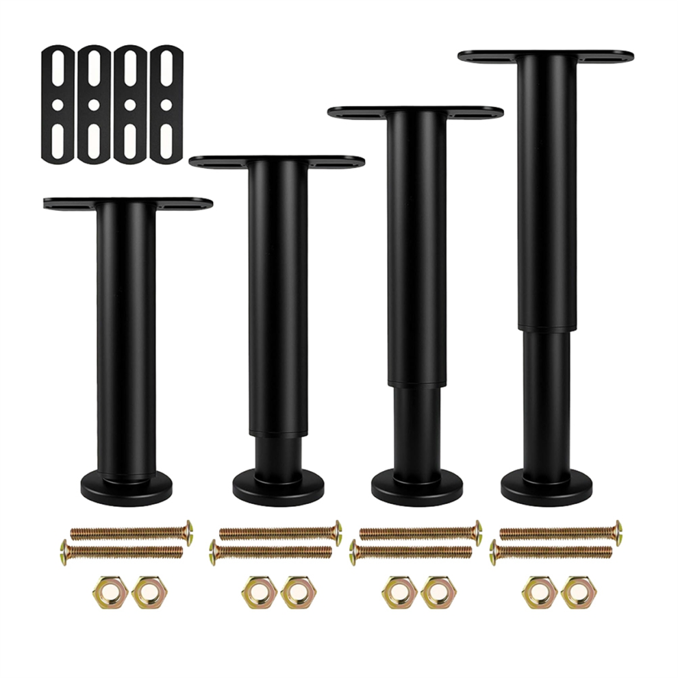 Lot de 4 pieds de support de lit réglables en hauteur (18 à 32 cm), sous le pied central, pour cadre/lattes de lit