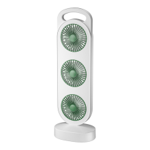 Triple Turbine USB Desk Fan with Silent Operation, 3-Speed High-Wind Cooling, White & Green