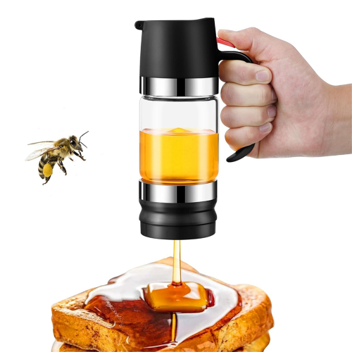 Βάζο μελιού, 10 Oz No Drip Glass with Handle Dravles Clear Syrup Pot Βάση σιλικόνης 2