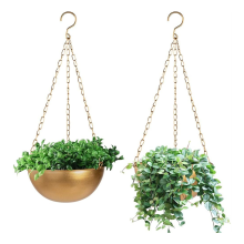 Grote gouden hangpot met drainage, halfronde plantenbak voor kamerplanten, lichtgewicht plafondkom