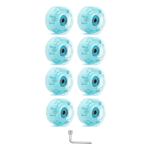 τεμαχίων Glitter Light Up Roller Skate Wheels Φωτεινός με Εγκατεστημένα Ρουλεμάν 58x32mm 82A Μπλε 2