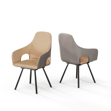 Set of 2 Swivel Upholstered Accent Chairs Leather Dining Room Chairs