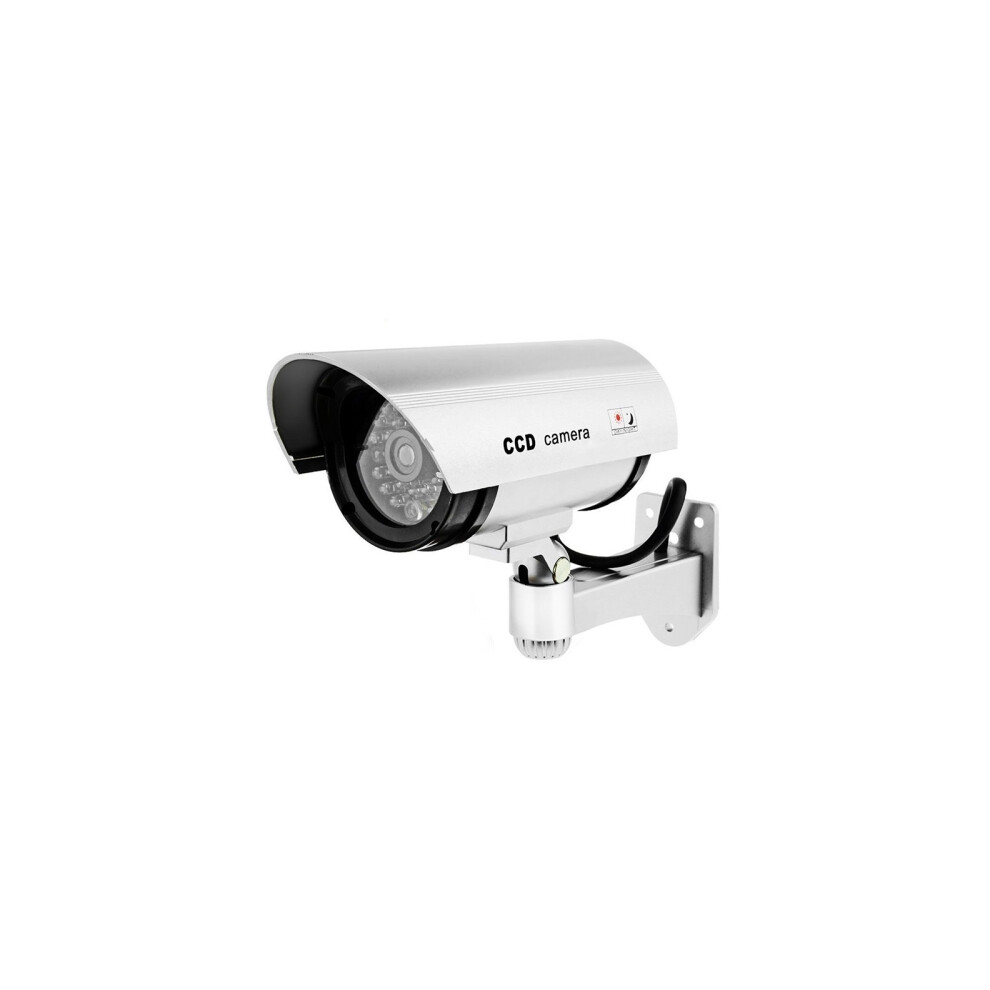Indoor and outdoor waterproof simulation surveillance camera with LED flash light (silver)