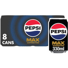 Pepsi Max No Caffeine & No Sugar Soft Drinks, 8 x 330ml