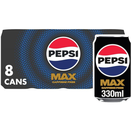 Pepsi Pepsi Max No Caffeine & No Sugar Soft Drinks, 8 x 330ml