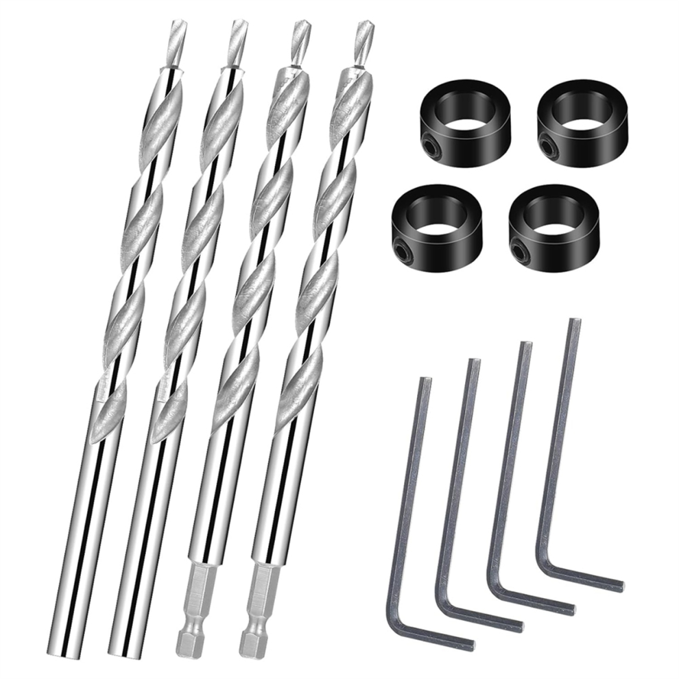 3/8 Inch Pocket Hole Drill Bit, 1/4 Hex Shank and Round Replacement Drills with Deep Stop for Manual-image-OPC-PGMFRNF-NEW