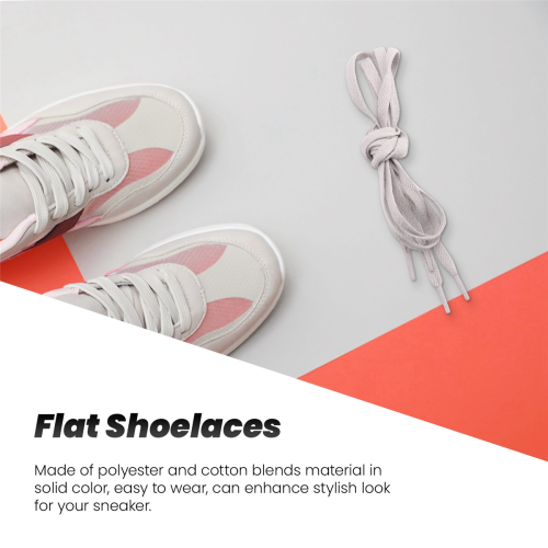Trainers Plastic Tips 52.4 Long Grey Flat Wide Shoe Laces Strings 2pcs 2