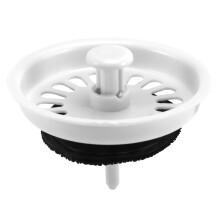 Food Waste Stopper Lock Sink Drain Strainer 3.1" Dia White Black Plastic